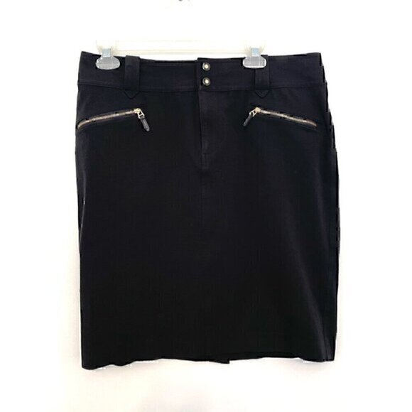 LAUREN RALPH LAUREN LRL Black Zip Pocket Straight Pencil Skirt PETITE 12 / 12P - Picture 1 of 12